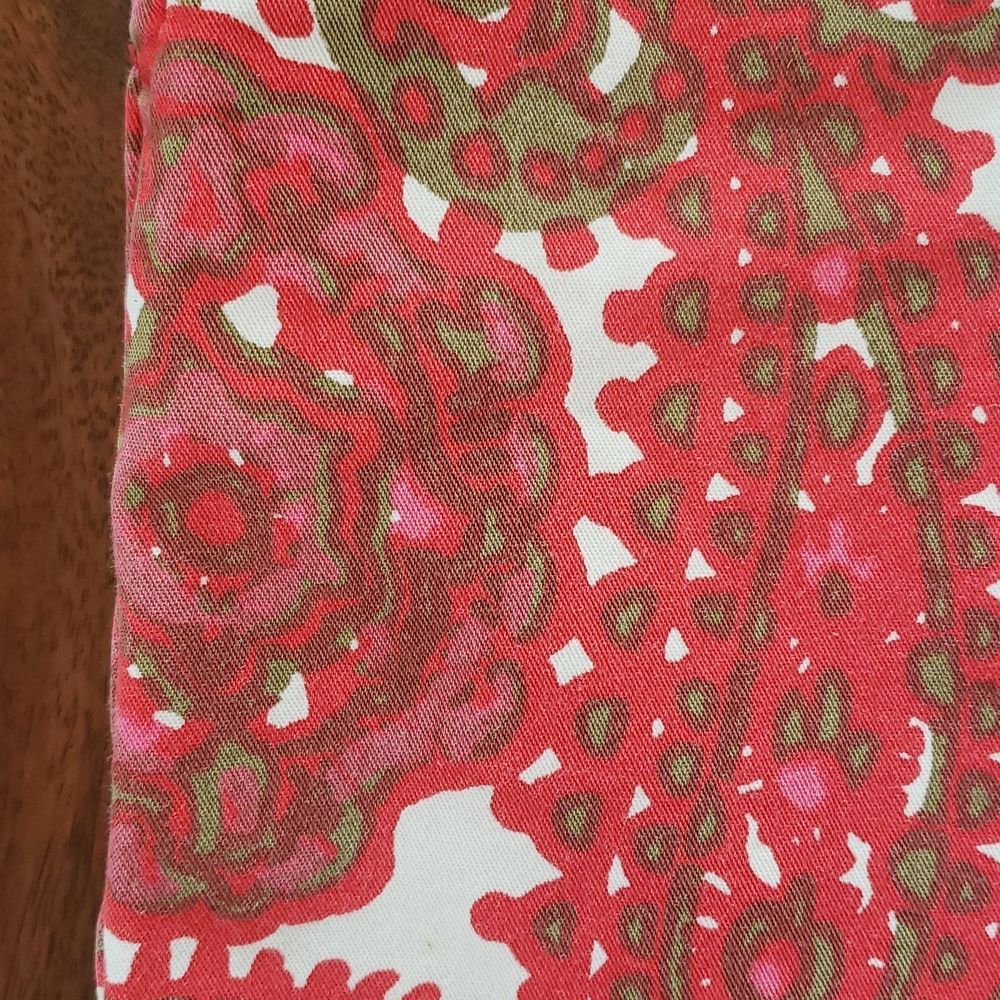 Vintage J.Crew Paisley Cotton Mini Skirt Red Pink Size 2 Pockets - Picture 9 of 13